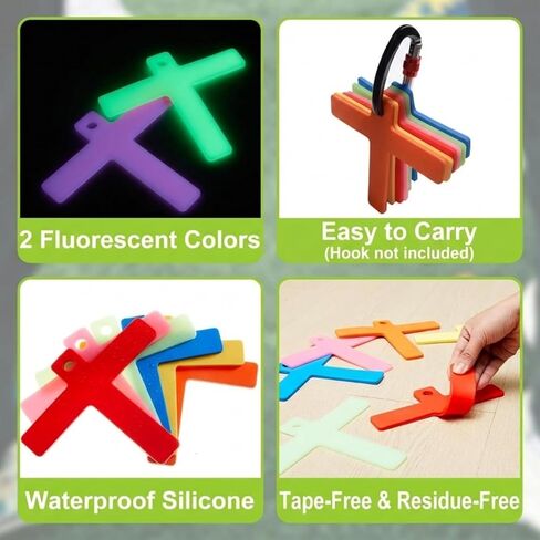 6 Colors High Visibility Silicone T Marks Set for Actor Stage Walk, Camera T Marker, Including 2 Fluorescent, Non Slip for Photography Positioning Stage Catwalk Shooting Photoing Performer in Saudi Arabia