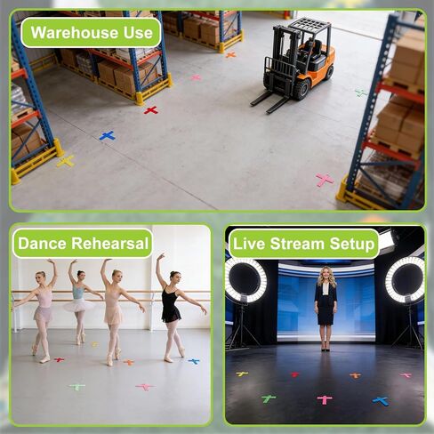 6 Colors High Visibility Silicone T Marks Set for Actor Stage Walk, Camera T Marker, Including 2 Fluorescent, Non Slip for Photography Positioning Stage Catwalk Shooting Photoing Performer in Saudi Arabia
