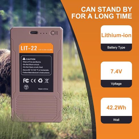 2-Pack LIT-22 Lithium Battery for LIT-22 PRO, Flex-M, Flex G-36, Flex-Plus, Flex-S, Dark, S-Dark Cellular Trail Cameras, Includes Type-C Cable, Extreme Weather Proof (2 Batteries) in Saudi Arabia
