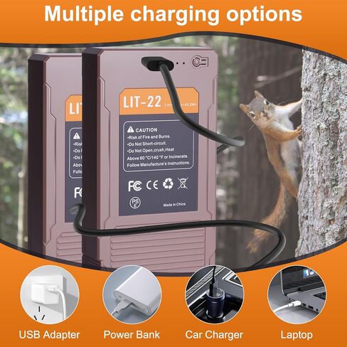 2-Pack LIT-22 Lithium Battery for LIT-22 PRO, Flex-M, Flex G-36, Flex-Plus, Flex-S, Dark, S-Dark Cellular Trail Cameras, Includes Type-C Cable, Extreme Weather Proof (2 Batteries) in Saudi Arabia