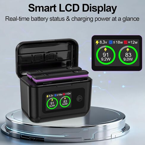 بطارية Artman Insta 360 X5، شاحن مزدوج السرعة مع شاشة LCD، محمول ومع فتحات بطاقة Micro SD، يعرض البطاريات SOC (بطارية * 2، شاحن * 1) in Saudi Arabia