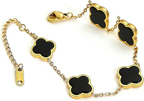 18K Gold-Plated Four Leaf Clover Bracelet for Women ，Adjustable lucky Bracelet Set Jewelry ，Jewelry Gifts for Women in Saudi Arabia