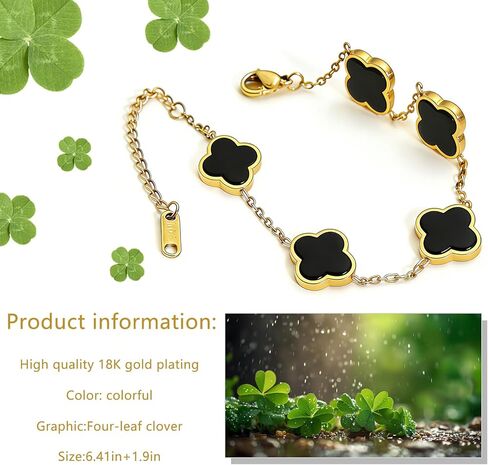 18K Gold-Plated Four Leaf Clover Bracelet for Women ，Adjustable lucky Bracelet Set Jewelry ，Jewelry Gifts for Women in Saudi Arabia