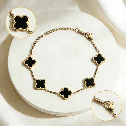 18K Gold-Plated Four Leaf Clover Bracelet for Women ，Adjustable lucky Bracelet Set Jewelry ，Jewelry Gifts for Women in Saudi Arabia