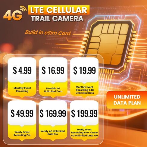 كاميرا تريل، كاميرات 4G خلوية مزدوجة العدسات 2.7K، سرعة تشغيل سريعة 0.2 ثانية، كاميرا ألعاب مع رؤية ليلية كاملة الألوان، بدون توهج بالأشعة تحت الحمراء، كشف الحركة، لا حاجة إلى واي فاي، مقاومة للماء IP 65 in Kuwait