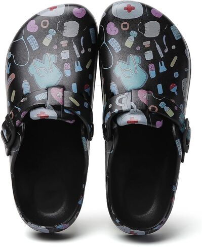 Arch Support Nurse Clogs for Women: Non Slip Work Shoes Waterproof Garden Clogs - Adjustable Buckle Mules - Slip-On Cushion Slippers Slides in Saudi Arabia