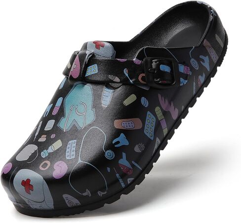 Arch Support Nurse Clogs for Women: Non Slip Work Shoes Waterproof Garden Clogs - Adjustable Buckle Mules - Slip-On Cushion Slippers Slides in Saudi Arabia