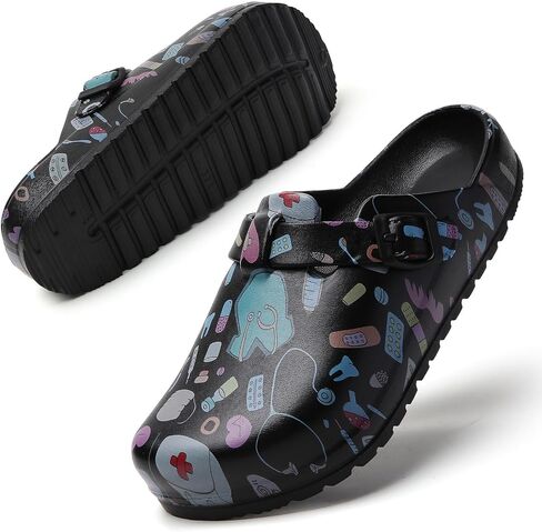 Arch Support Nurse Clogs for Women: Non Slip Work Shoes Waterproof Garden Clogs - Adjustable Buckle Mules - Slip-On Cushion Slippers Slides in Saudi Arabia