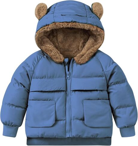 TUONROAD Baby Girls Coats for 6 Months-5 Years Toddlers Boy Winter Jacket Warm Bear Hooded Outdoor Coats Size 5 in Kuwait