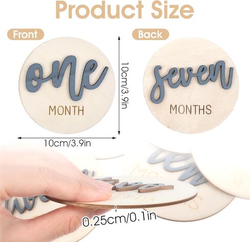 6 PCS Baby Monthly Milestone Cards, Double Sided Wooden 3D Milestone Cards Signs for Photos Announcement Sign 1-12 Months Photography Photo Newborn Keepsake Gift(Blue) in Saudi Arabia