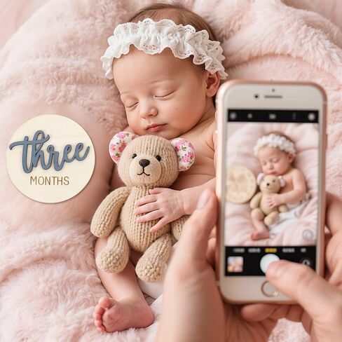 6 PCS Baby Monthly Milestone Cards, Double Sided Wooden 3D Milestone Cards Signs for Photos Announcement Sign 1-12 Months Photography Photo Newborn Keepsake Gift(Blue) in Saudi Arabia