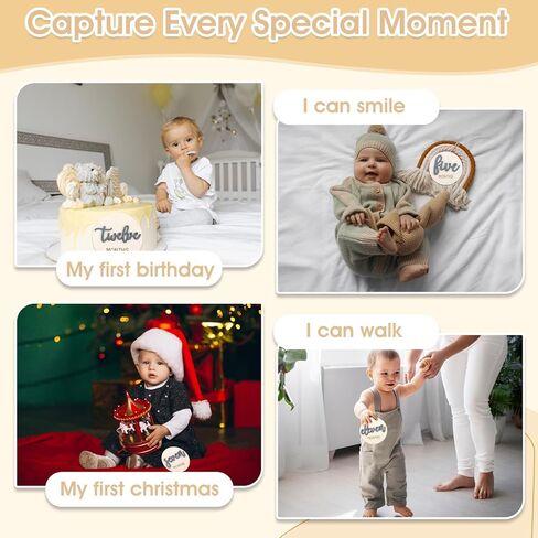 6 PCS Baby Monthly Milestone Cards, Double Sided Wooden 3D Milestone Cards Signs for Photos Announcement Sign 1-12 Months Photography Photo Newborn Keepsake Gift(Blue) in Saudi Arabia