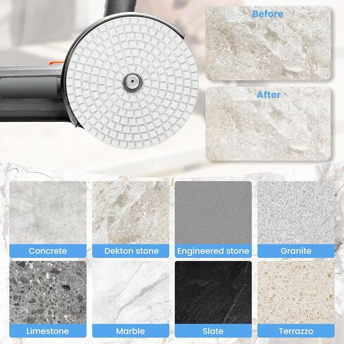 4 Inch Diamond Polishing Pads 50-3000 Grit, Wet/Dry for Granite Concrete Marble Quartz Stone - Use with Polisher Grinder Drill, Includes Multi-Color Hook & Loop Backup Pads in Saudi Arabia