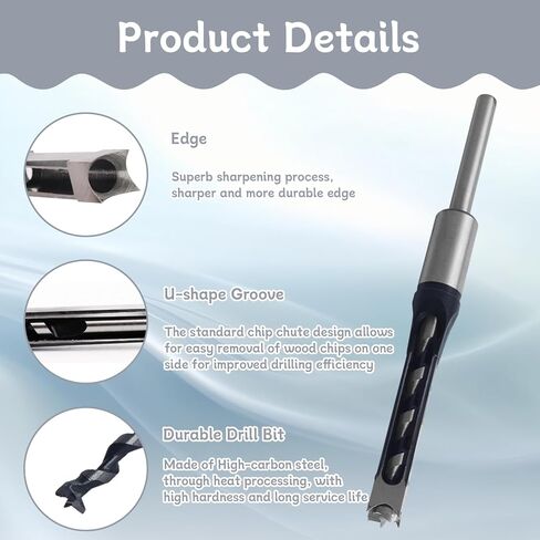 YXQ Square Hole Drill Bit, 1/2" Mortise Chisel High-Carbon Steel Hollow Power Tool for Woodworking in Saudi Arabia