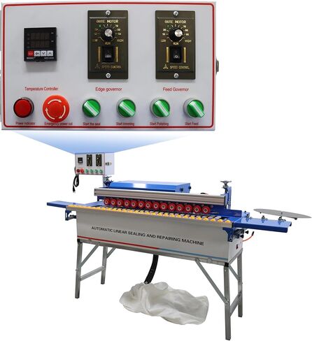 TECHTONGDA Woodworking Edge Bander Automatic Straight Edge Banding Machine Flush End Matching, Double-Sided Gluing, Automatic Trimming with Control Panel Adjustable Speed 0-6m/min in Saudi Arabia