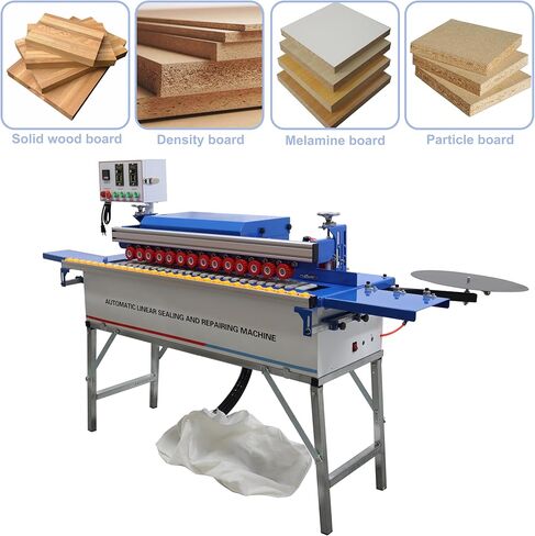 TECHTONGDA Woodworking Edge Bander Automatic Straight Edge Banding Machine Flush End Matching, Double-Sided Gluing, Automatic Trimming with Control Panel Adjustable Speed 0-6m/min in Saudi Arabia