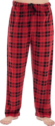 Plaid Pajama Pants Men, Soft Fleece Sleepwear with Pockets Warm Microfleece Pjs Bottoms | Sleep & Lounge in Kuwait