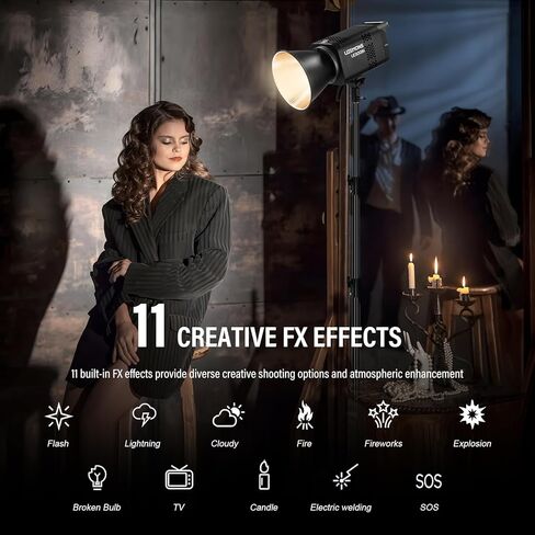 Godox Litemons LE300Bi COB Led Video Light, Godox Bowens Mount 315W Bi-Color Continuous Output Light with DMX/Bluetooth APP Control, NFC Connection, 2800K~6500K, 58900Lux@1m, CRI/TLCI98, 11 Fx Effects in Saudi Arabia