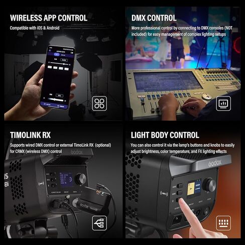 Godox Litemons LE300Bi COB Led Video Light, Godox Bowens Mount 315W Bi-Color Continuous Output Light with DMX/Bluetooth APP Control, NFC Connection, 2800K~6500K, 58900Lux@1m, CRI/TLCI98, 11 Fx Effects in Saudi Arabia