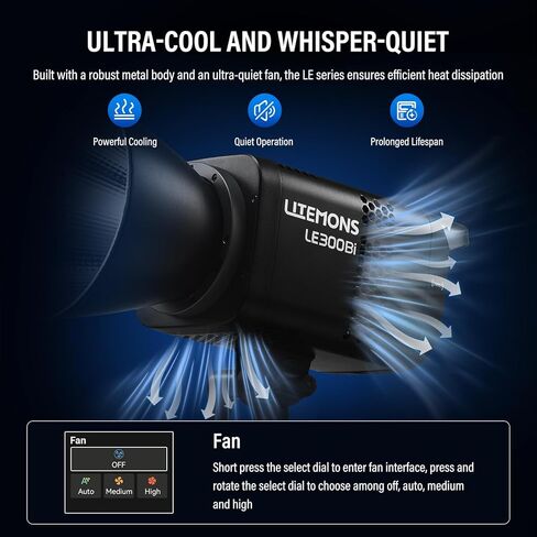 Godox Litemons LE300Bi COB Led Video Light, Godox Bowens Mount 315W Bi-Color Continuous Output Light with DMX/Bluetooth APP Control, NFC Connection, 2800K~6500K, 58900Lux@1m, CRI/TLCI98, 11 Fx Effects in Saudi Arabia