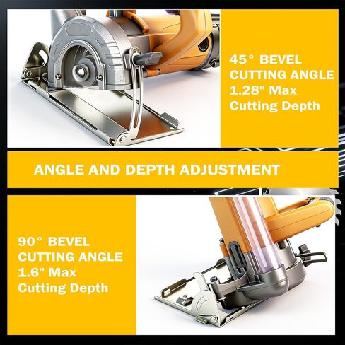 منشار دائري صغير سلكي، منشار خشب كهربائي 4 بوصات و5 بوصات مع كيس غبار مفرغ، شطبة قطع 0-45 درجة، أقصى عمق قطع 1.6 بوصة (90 درجة)، 1.28 بوصة (45 درجة) للخشب والمعادن الناعمة والبلاط والبلاستيك 001 in Kuwait