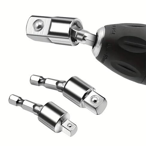 3pcs Adjustable Drill Bit Extension Rods - 1/2", 3/8", 1/4", with Quick Release Button and Metal Construction, Suitable for Narrow Spaces, No Assembly Required, Drilling Accessories in Saudi Arabia