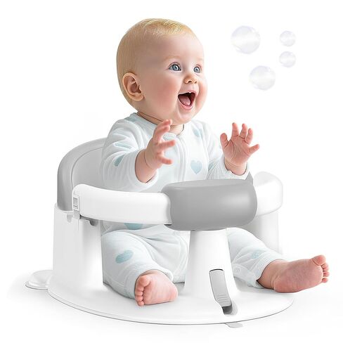 Baby Bath Seat Baby Bathtub - with Strong Suction Cups and 360° Surround Support – Easy Release, Non-Slip Cushion, Lockable Armrests – Infant Bath Chair for Babies 6-24 Months, Grey in Saudi Arabia