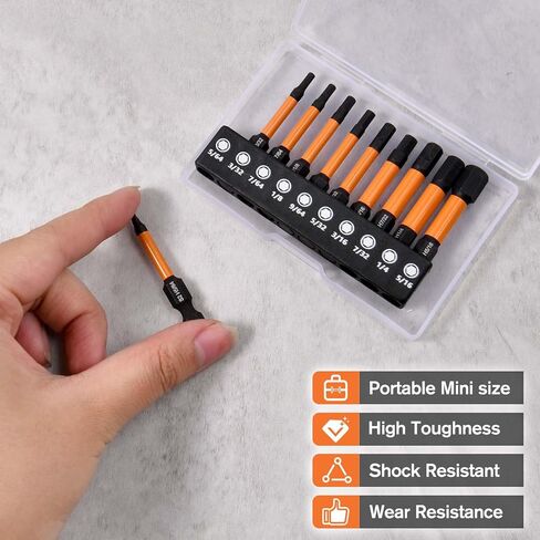Impact Hex Head Allen Wrench Drill Bit Set, 10 Pcs SAE(5/64" - 5/16") Magnetic Allen Key Drill Bit Sets, 1/4" Hex-Shank S2 Steel for DIY Furniture Assembly Car Repairs in Saudi Arabia
