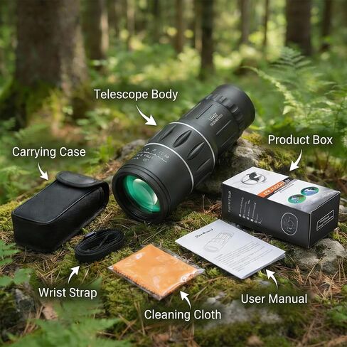 Monocular Telescope 16x52, Portable High Magnification Telescope with HD Clear View for Outdoor Bird Watching Travel, Black in Saudi Arabia