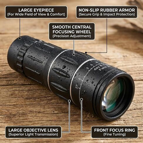 Monocular Telescope 16x52, Portable High Magnification Telescope with HD Clear View for Outdoor Bird Watching Travel, Black in Saudi Arabia