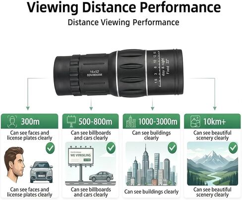 Monocular Telescope 16x52, Portable High Magnification Telescope with HD Clear View for Outdoor Bird Watching Travel, Black in Saudi Arabia