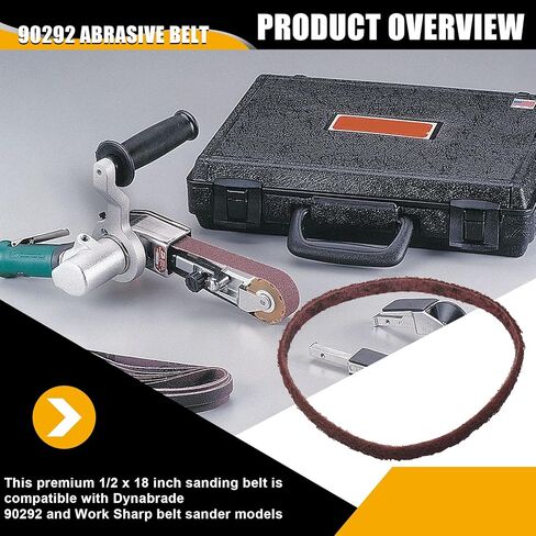 حزام كاشط متوافق مع Dynabrade 90292 | حزام صنفرة متوسط ​​الحجم مقاس 1/2 بوصة × 18 بوصة لآلات صنفرة الحزام | دعامة من قماش أكسيد الألومنيوم، حزام ممتاز (عبوتان) in Kuwait