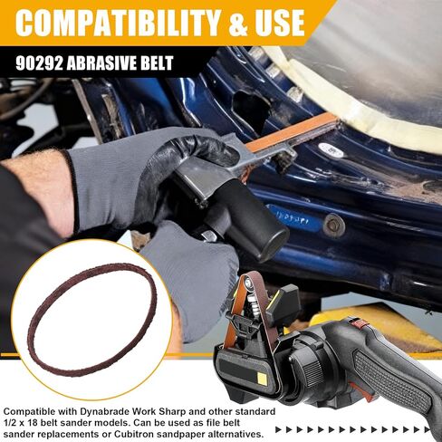 حزام كاشط متوافق مع Dynabrade 90292 | حزام صنفرة متوسط ​​الحجم مقاس 1/2 بوصة × 18 بوصة لآلات صنفرة الحزام | دعامة من قماش أكسيد الألومنيوم، حزام ممتاز (عبوتان) in Kuwait