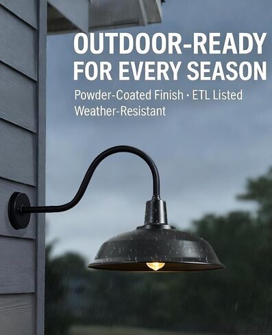 Barn Lights Outdoor 15 Inch Gooseneck, Farmhouse Wall Light for Garage, Porch & Entryway (ETL Listed) in Saudi Arabia