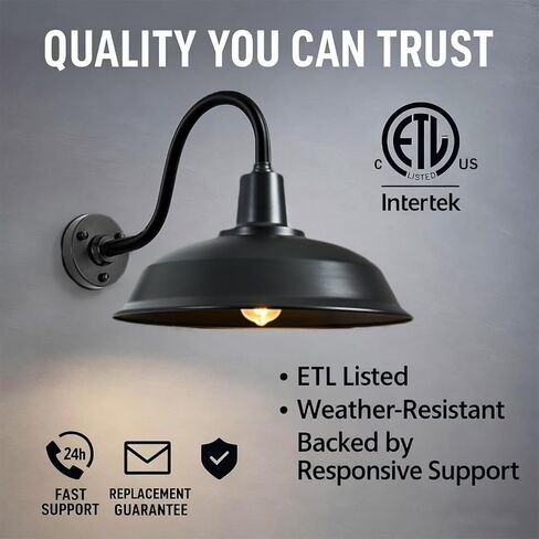 Barn Lights Outdoor 15 Inch Gooseneck, Farmhouse Wall Light for Garage, Porch & Entryway (ETL Listed) in Saudi Arabia