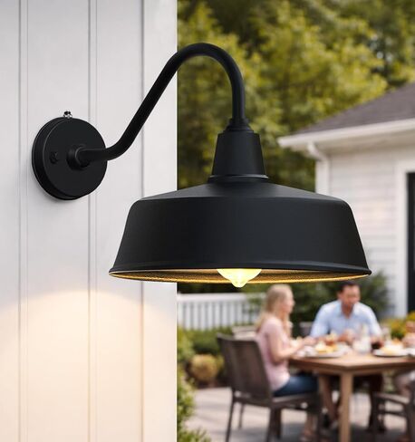 Barn Lights Outdoor 15 Inch Large Classic Gooseneck Light,Farmhouse Wall Mounted Barn Lights from Dusk to Dawn,Home Gooseneck Barn Light Outdoor for Porch,House and Garage. in Saudi Arabia
