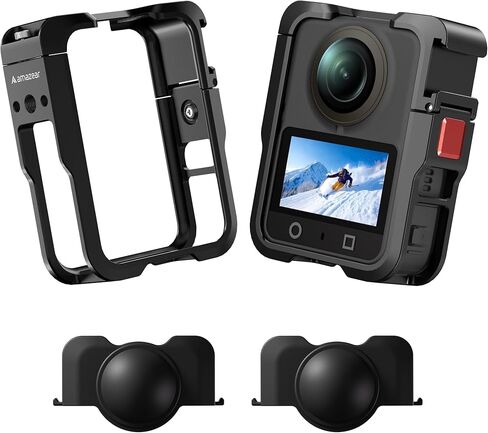 حافظة معدنية AMAZEAR لملحقات DJI Osmo 360، قفص كاميرا من الألومنيوم مع حامل توسيع متعدد، إطار حماية بقفل أمان Osmo360 مع غطاء عدسة in Saudi Arabia