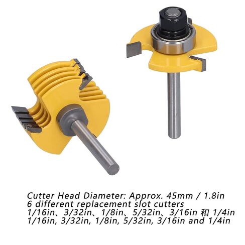 2Pcs Slot Cutter Router Bit 1/4in Shank 3 Wing Adjustable 6 Different Cutting Width 1/2in Depth in Saudi Arabia