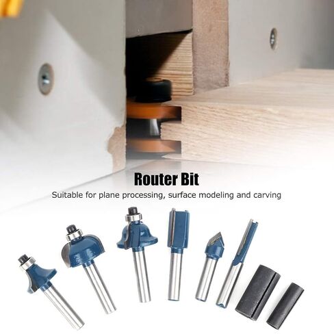 Router Bit Set 8Pcs Alloy Steel Woodworking Milling Cutter with High Precision 1/4 Inch Shank for Professional Wood Carving and Surface Modeling in Saudi Arabia