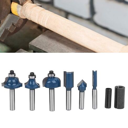 Router Bit Set 8Pcs Alloy Steel Woodworking Milling Cutter with High Precision 1/4 Inch Shank for Professional Wood Carving and Surface Modeling in Saudi Arabia