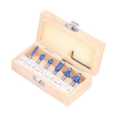 Router Bit Set 6Pcs High Temperature Resistance Stable Alloy Durable Milling Cutter Wood Bits for Woodworking DIY Projects 6.35mm Shank in Saudi Arabia