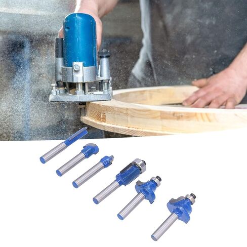Router Bit Set 6Pcs High Temperature Resistance Stable Alloy Durable Milling Cutter Wood Bits for Woodworking DIY Projects 6.35mm Shank in Saudi Arabia