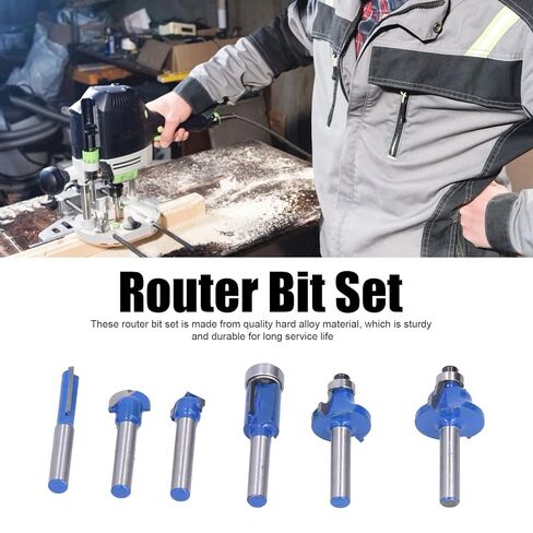 Router Bit Set 6Pcs High Temperature Resistance Stable Alloy Durable Milling Cutter Wood Bits for Woodworking DIY Projects 6.35mm Shank in Saudi Arabia