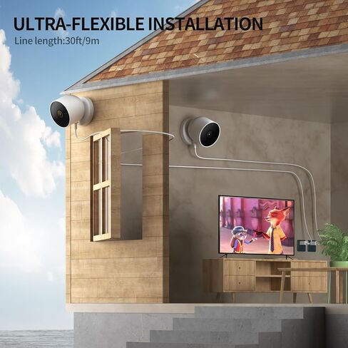 قطعتان من كابل الطاقة بطول 30 قدم/9 متر لكاميرا Google Nest في الهواء الطلق أو في الداخل، بطارية (الجيل الثاني)، كابل شحن مقاوم للطقس مع محول، سلك طاقة 5 فولت 2 أمبير لكاميرا Nest بشكل مستمر in Kuwait