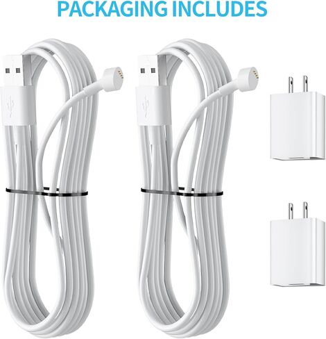 قطعتان من كابل الطاقة بطول 30 قدم/9 متر لكاميرا Google Nest في الهواء الطلق أو في الداخل، بطارية (الجيل الثاني)، كابل شحن مقاوم للطقس مع محول، سلك طاقة 5 فولت 2 أمبير لكاميرا Nest بشكل مستمر in Kuwait