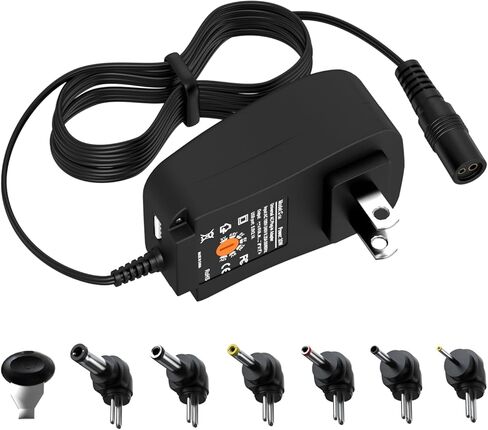 Universal 3V~12V 30W Power Supply Charger–Adjustable Voltage 3V 4.5V 5V 6V 7.5V 9V 12V (Up to 2A) with 6 Tips & 5V 2.1A USB Port for Monitor, Router, Camera, Speaker and More Household Electronics in Saudi Arabia