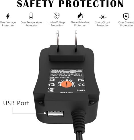 Universal 3V~12V 30W Power Supply Charger–Adjustable Voltage 3V 4.5V 5V 6V 7.5V 9V 12V (Up to 2A) with 6 Tips & 5V 2.1A USB Port for Monitor, Router, Camera, Speaker and More Household Electronics in Saudi Arabia