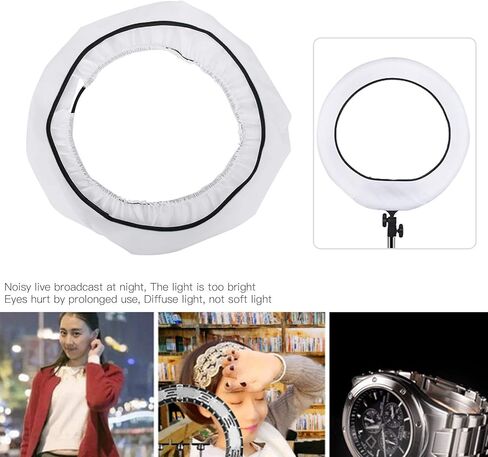 Collapsible Video Light Softbox Diffuser, LED Light Softbox Diffuser, Ring Fluorescent Light Flash Light with Oxford Elastic Band Fixing Method for Live Selling Products (14 inch in Saudi Arabia