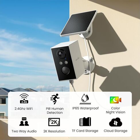 wansview Solar Security Cameras Wireless Outdoor 2K WiFi 6, A1 2Pack | Solar Camera Outdoor Wireless for Home Security with AI Motion Detection, Color Night Vision, 2-Way Audio, 2.4GHz WiFi Only in Saudi Arabia