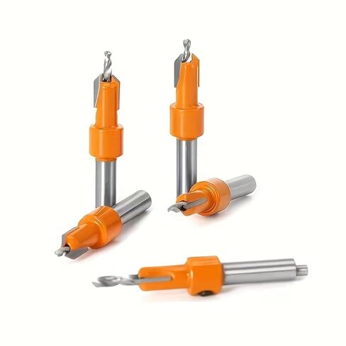 5pcs Heavy-Duty Countersink Drill Bit Set - 8/10mm Round Shank & 2.8-4mm Conical Bits (1/8"-1/4" Compatible) for Woodworking, Deck, Trim, Cabinet Installation in Saudi Arabia